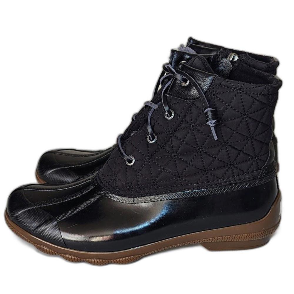 Sperry Black Quilted Lace-Up Ankle Duck Boots